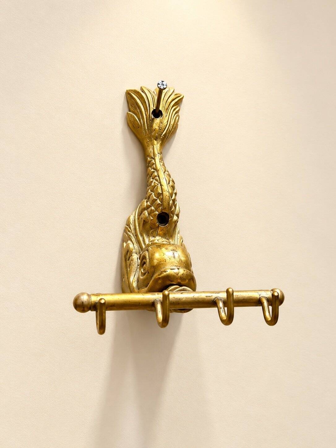 Bathroom set Napoleon III golden brass dolphin motif 7 pieces