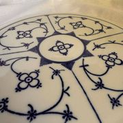 Decorated blue porcelain cake stand Bareuther Bavaria