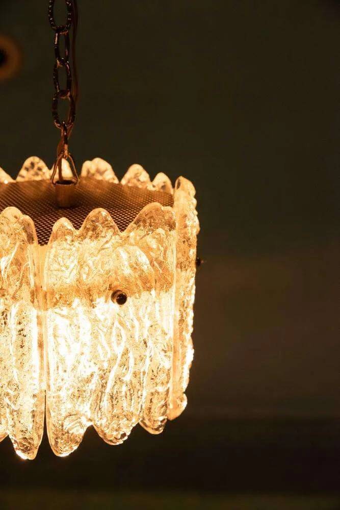 Orrefors Vintage Glass Suspension, Space Age lamp by Fagerlund