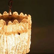 Orrefors Vintage Glass Suspension, Space Age lamp by Fagerlund