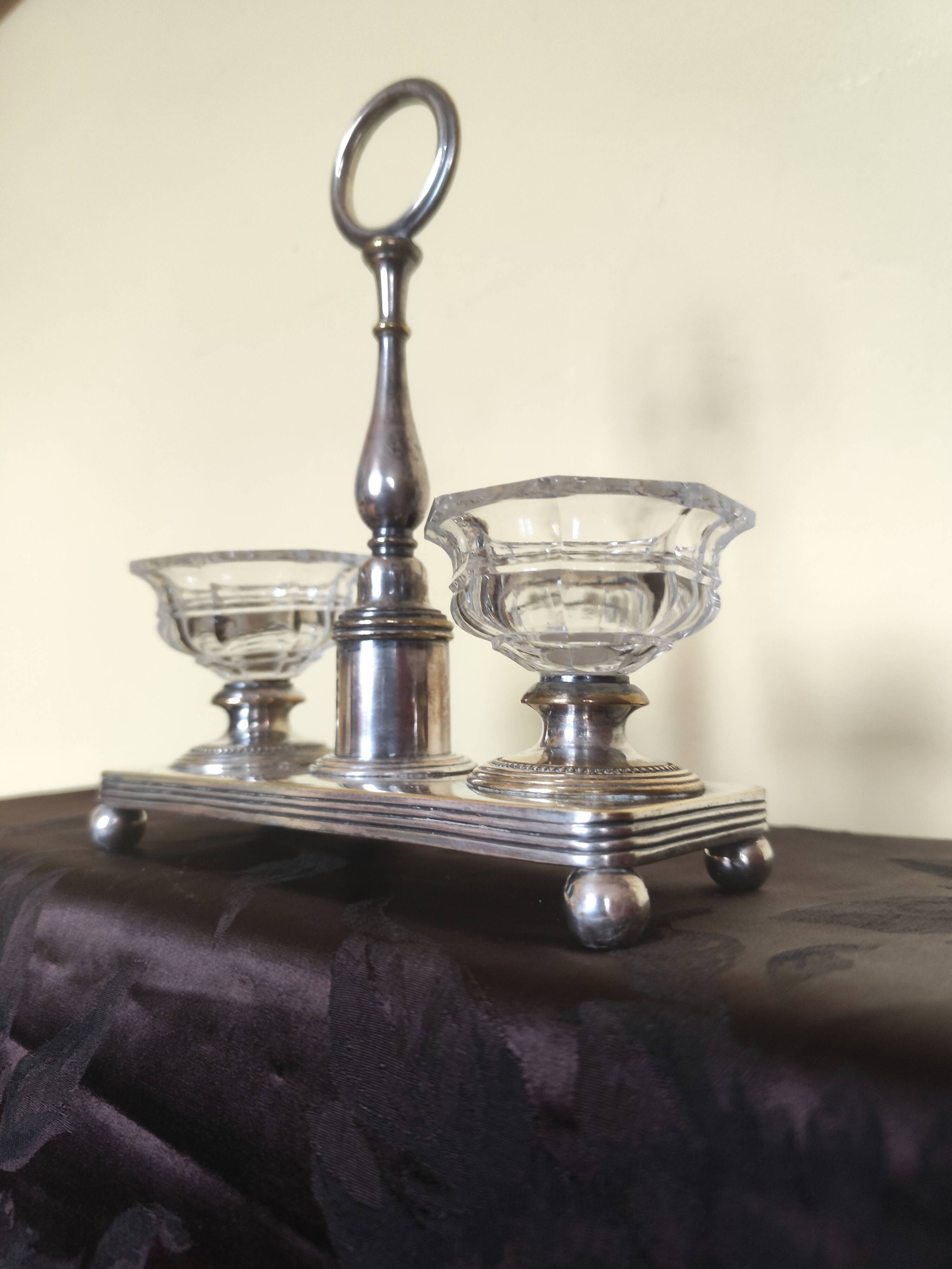 crystal and silver-plated metal salt and pepper shaker Christofle