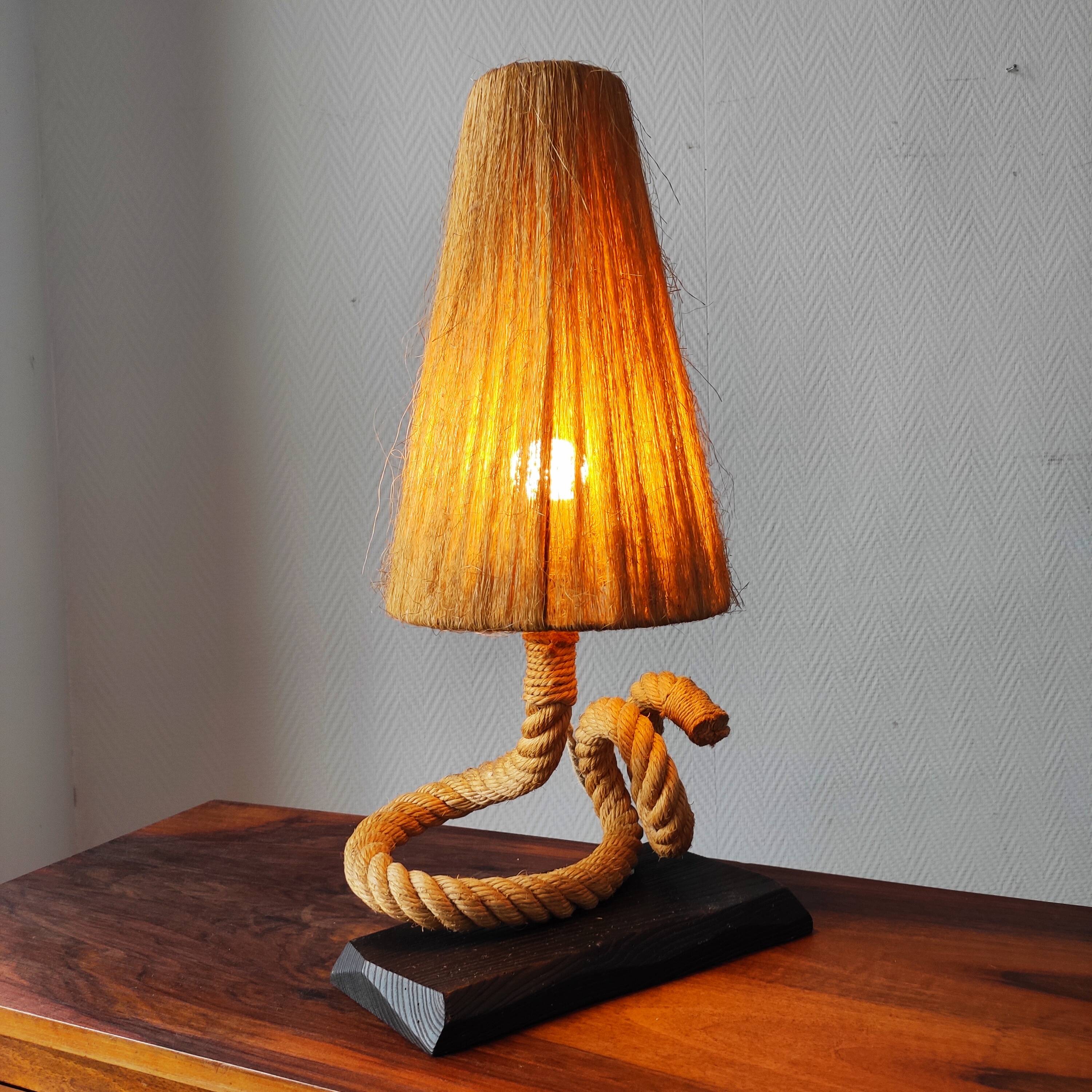Vintage 1950s table lamp in rope – in the style of Audoux & Minet