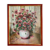 Ancient painting, still life in the cosmos , signed and dated 1991.