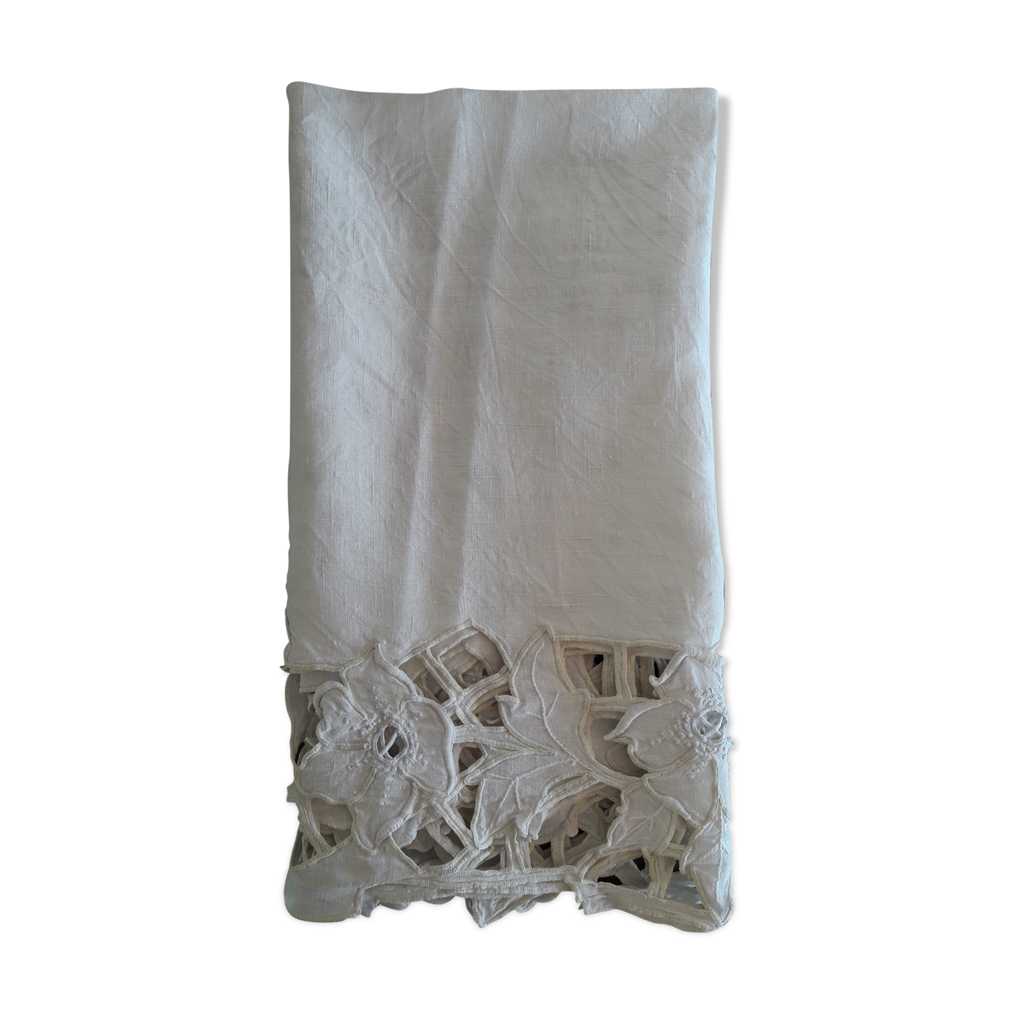 Old lace white Richelieu linen