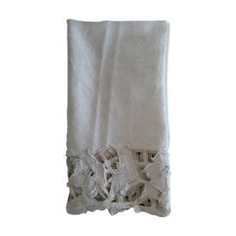 Old lace white Richelieu linen