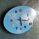Vintage formica clock silent wall clock painter palette "Carrez bleu"