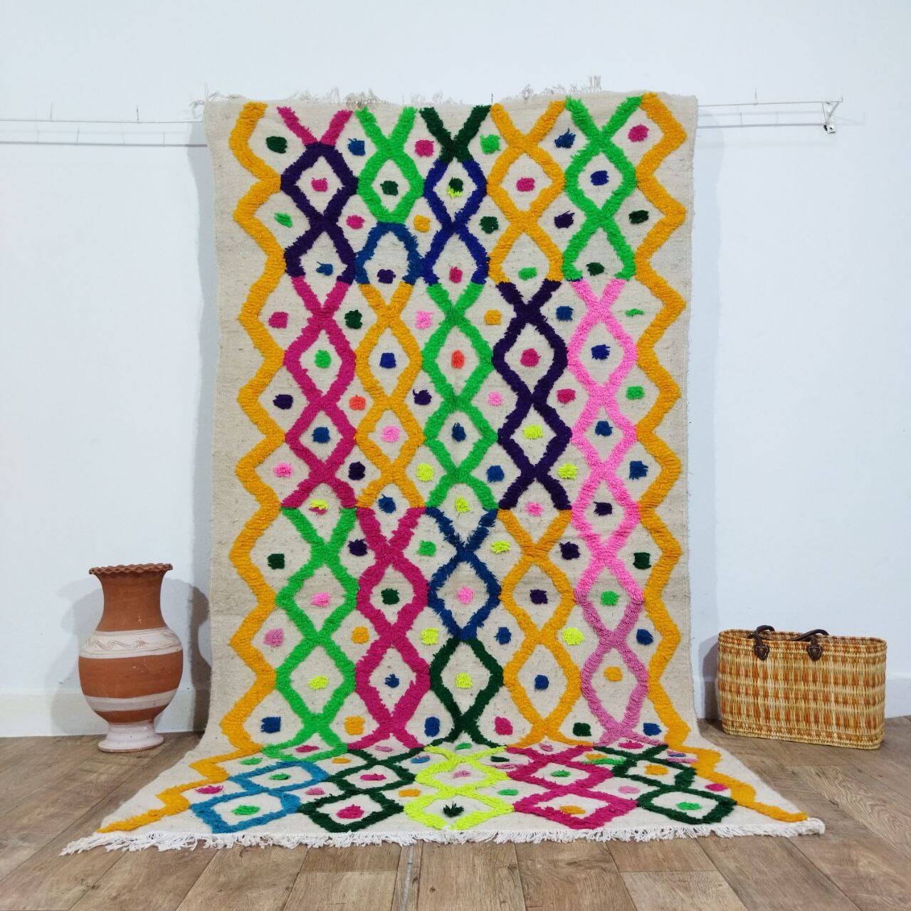 Handmade moroccan berber rug 245 x 133 cm
