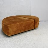 Pair of “tawny” velvet seats. Foam, wood, velvet. Circa 1970