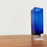 Swedish glass block vase from the mid-century by Aseda Sweden, 1960s.