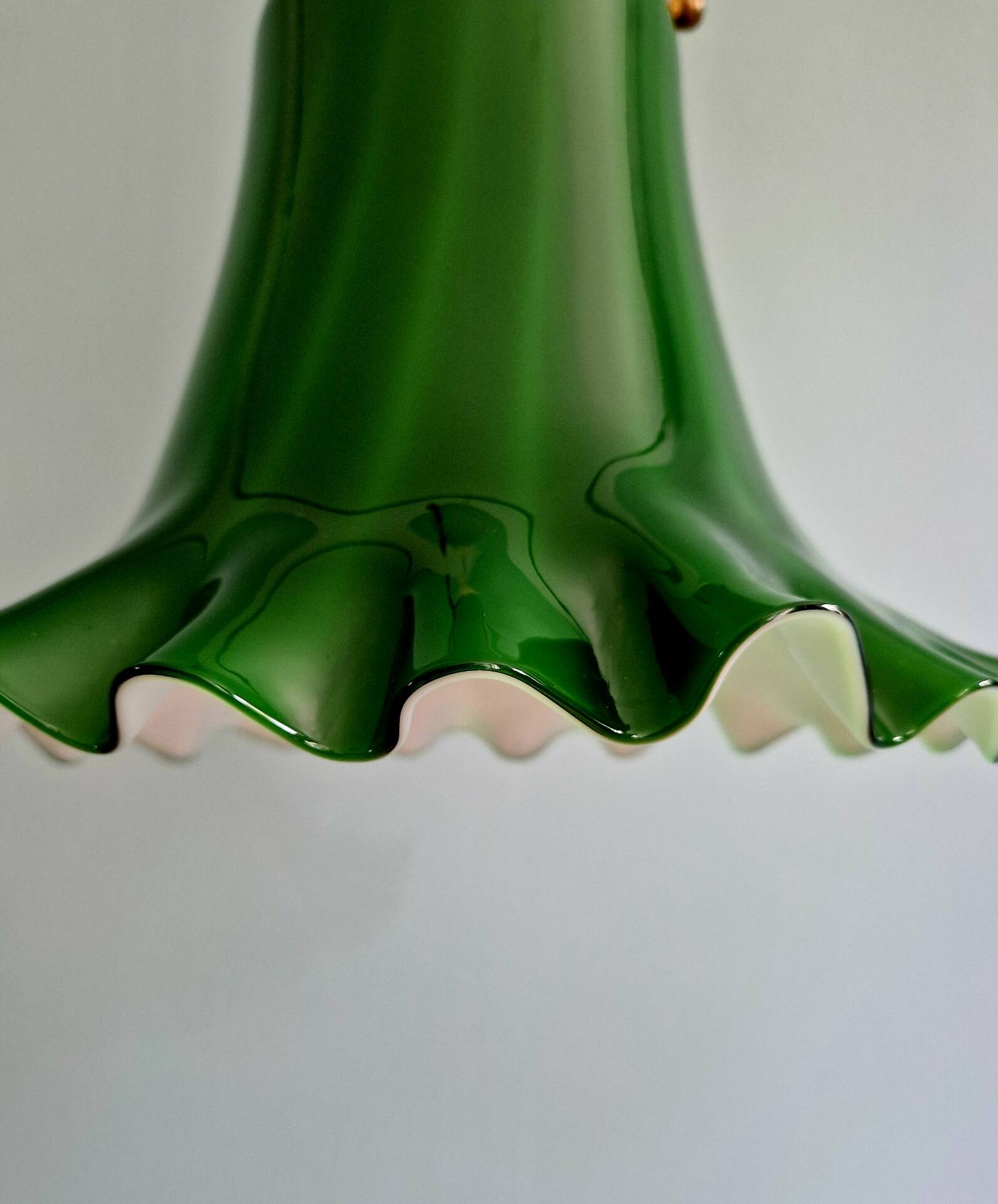 Suspension in green opaline with a scalloped edge, Peill & Putzler, 1970