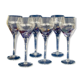 Ensemble de 6 verres à vin en cristal peint à la main - Design vitrail artisanal unique