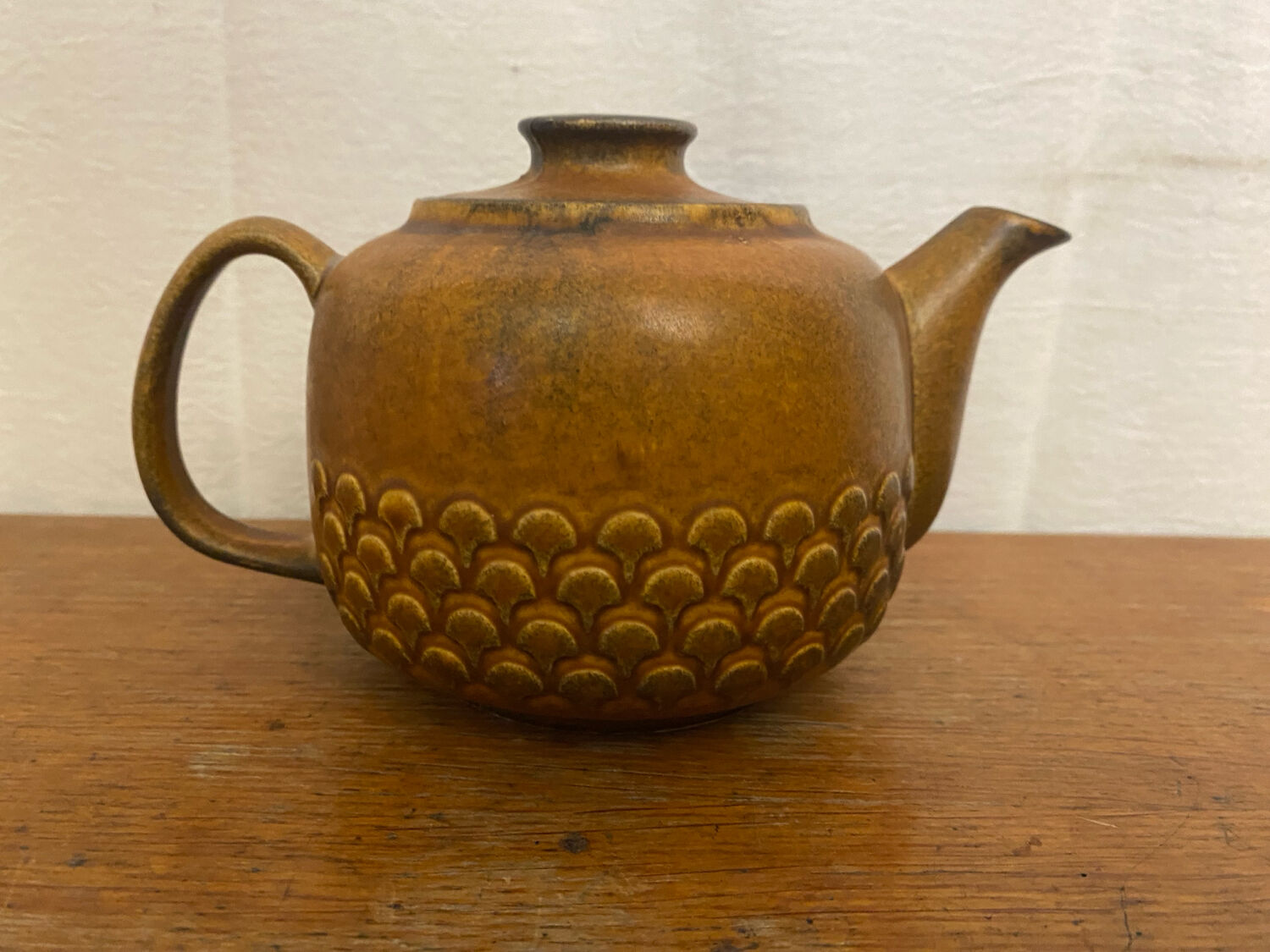 Vintage KW Feuerfest Embossed Brown Ceramic Teapot #C786