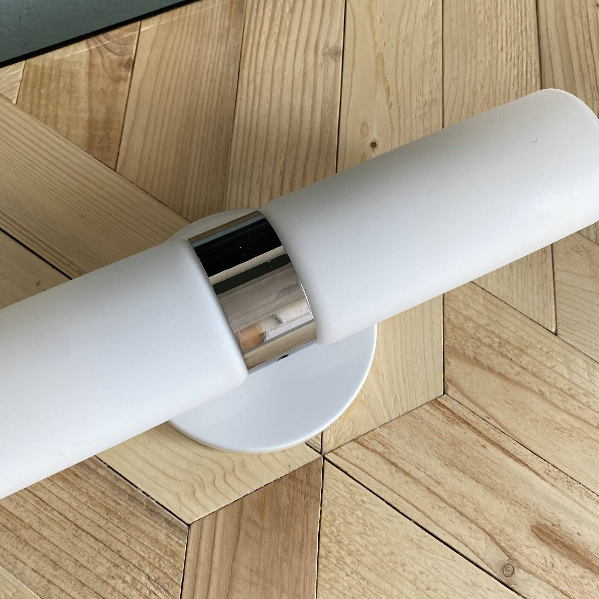 Wall lamp tube white glass and chrome metal vintage lighting LAMP-7428