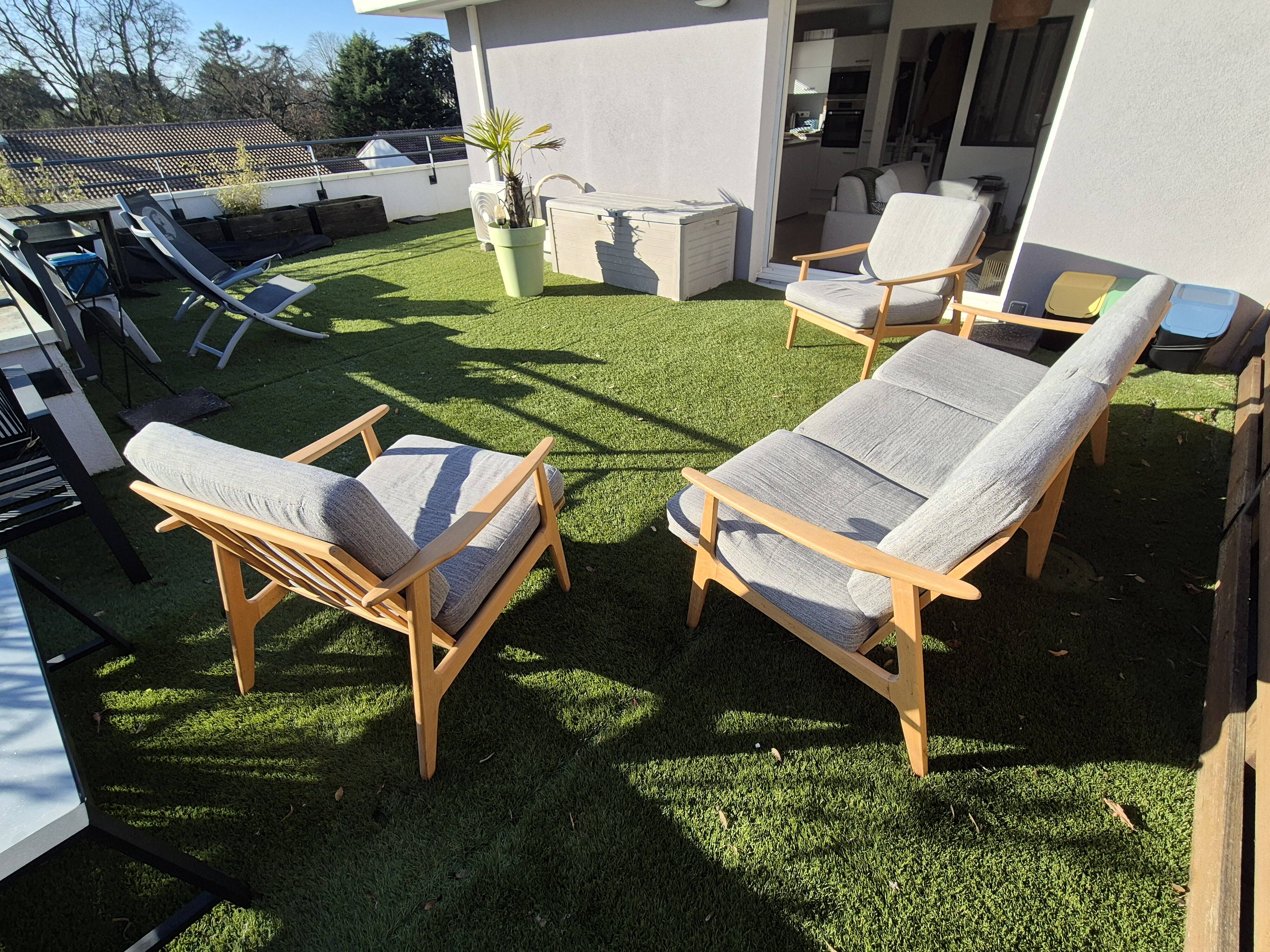 Magnifique ensemble de salon scandinave canapé et 2 fauteuils
