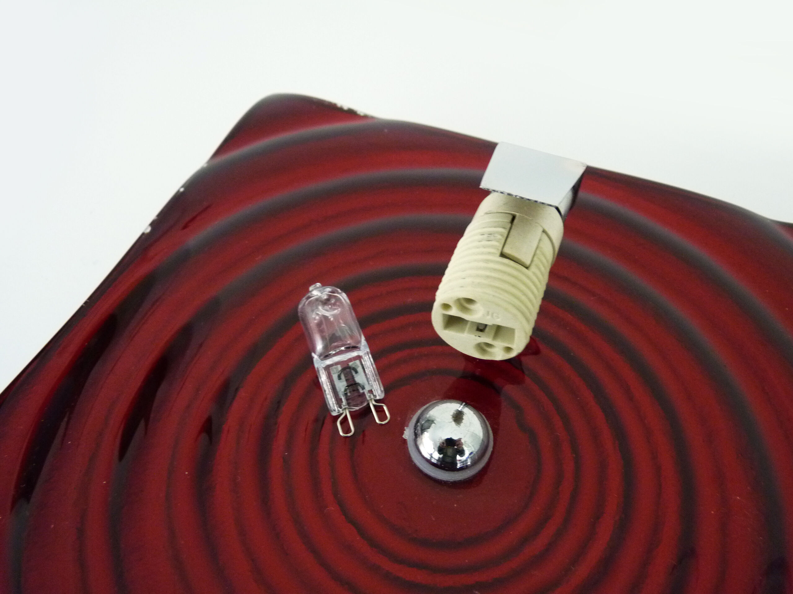 Paul Neuhaus wall lamp in red glass and chrome reflector