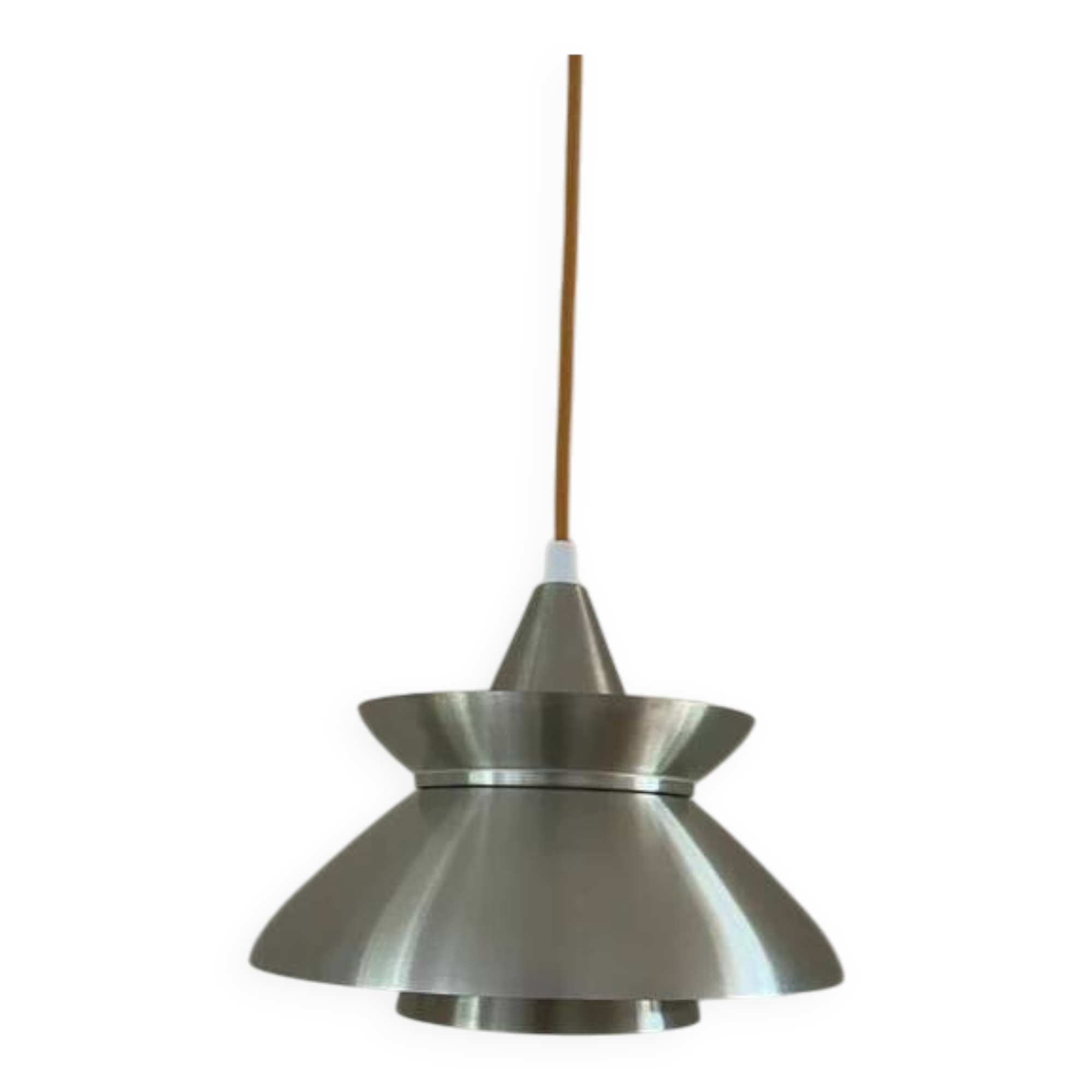 Vintage Danish chrome/ochre pendant - Doo Wop style lamp