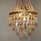 1900s Brass and Crystal Cascade Chandelier