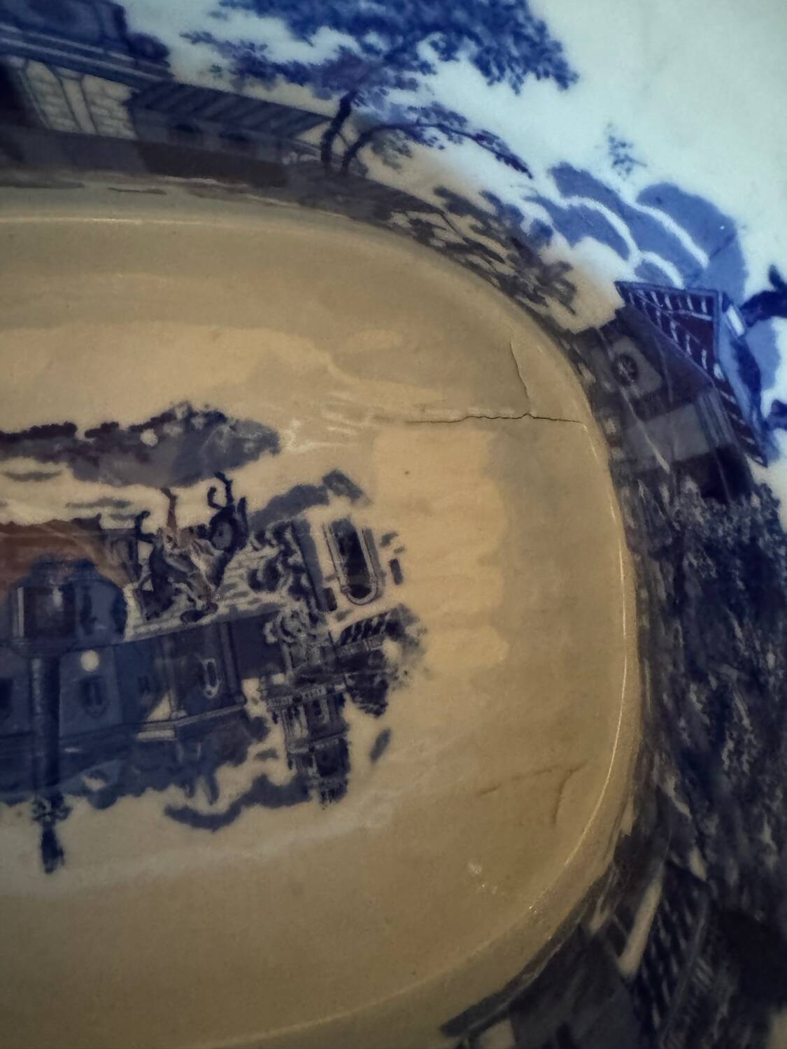 English earthenware planter, blue monochrome, 20th century