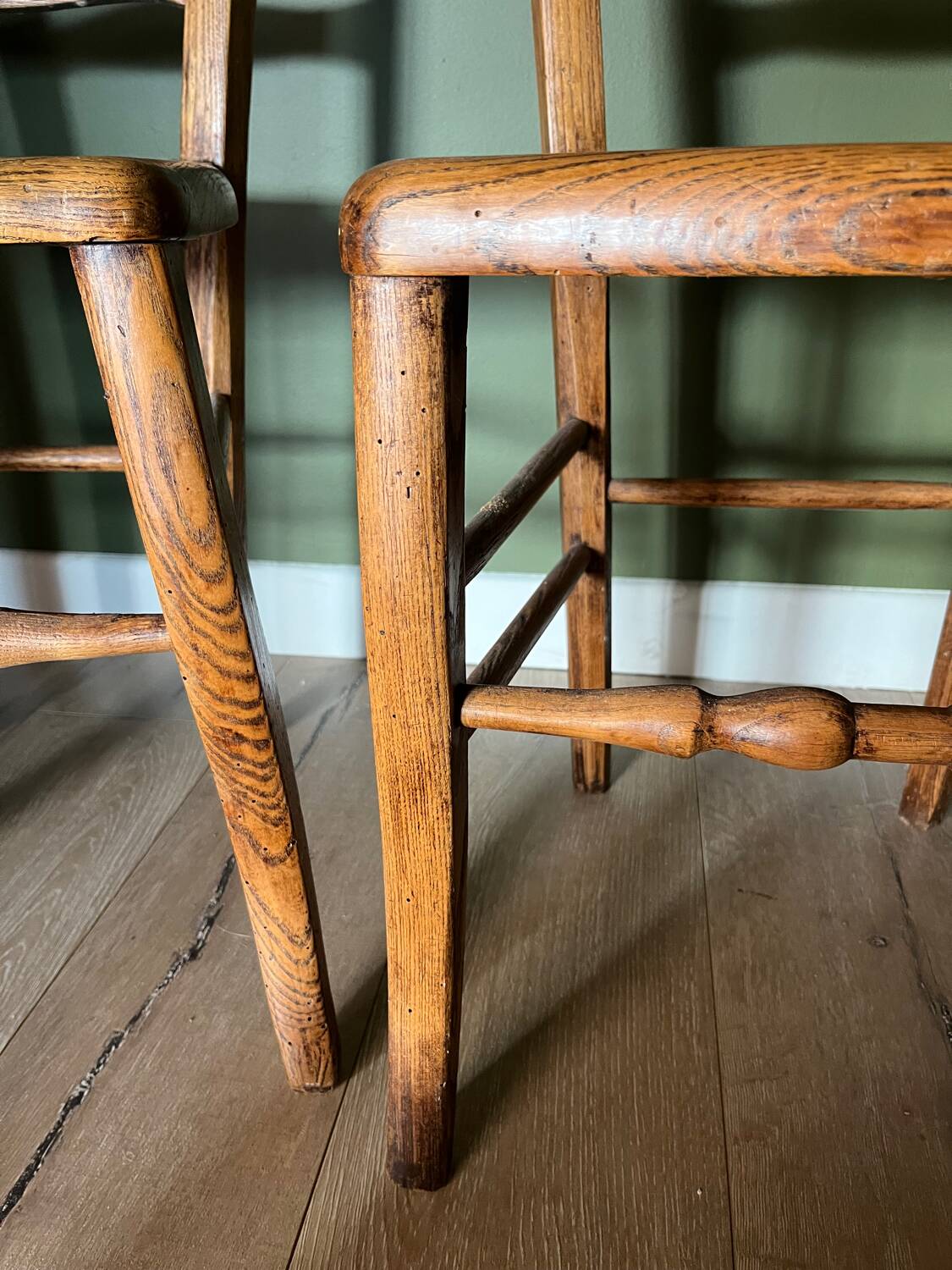 Pair of vintage chairs from the late 20th century with caning.