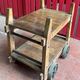 Vintage industrial servant in Teck wood and steel