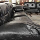 Corner sofa opening in leather and coffee table in marble by pierluigi cerri for frau, 1980s