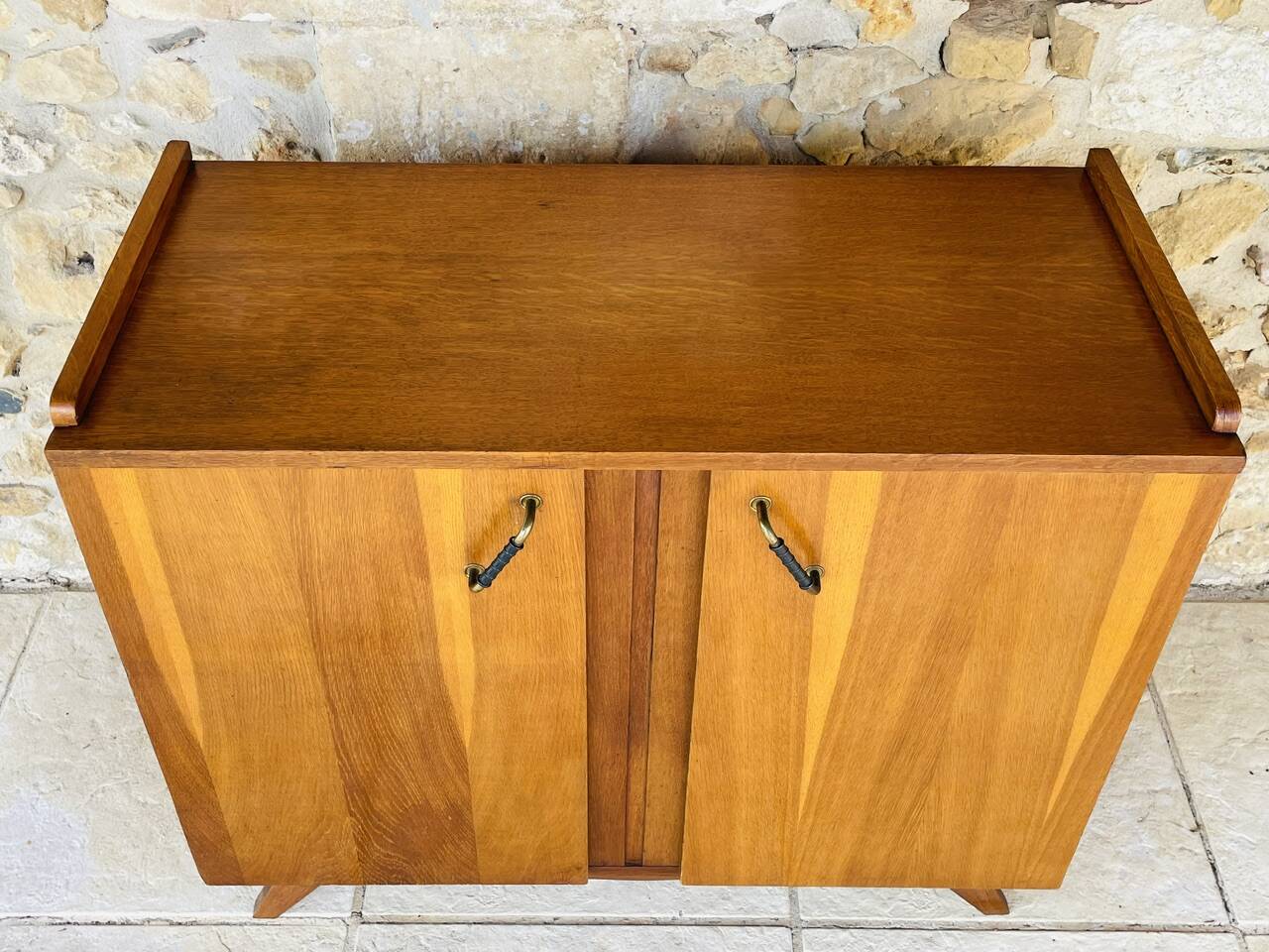 Vintage storage furniture in flame-figured oak, by Gillard Bourdin, circa 196.
