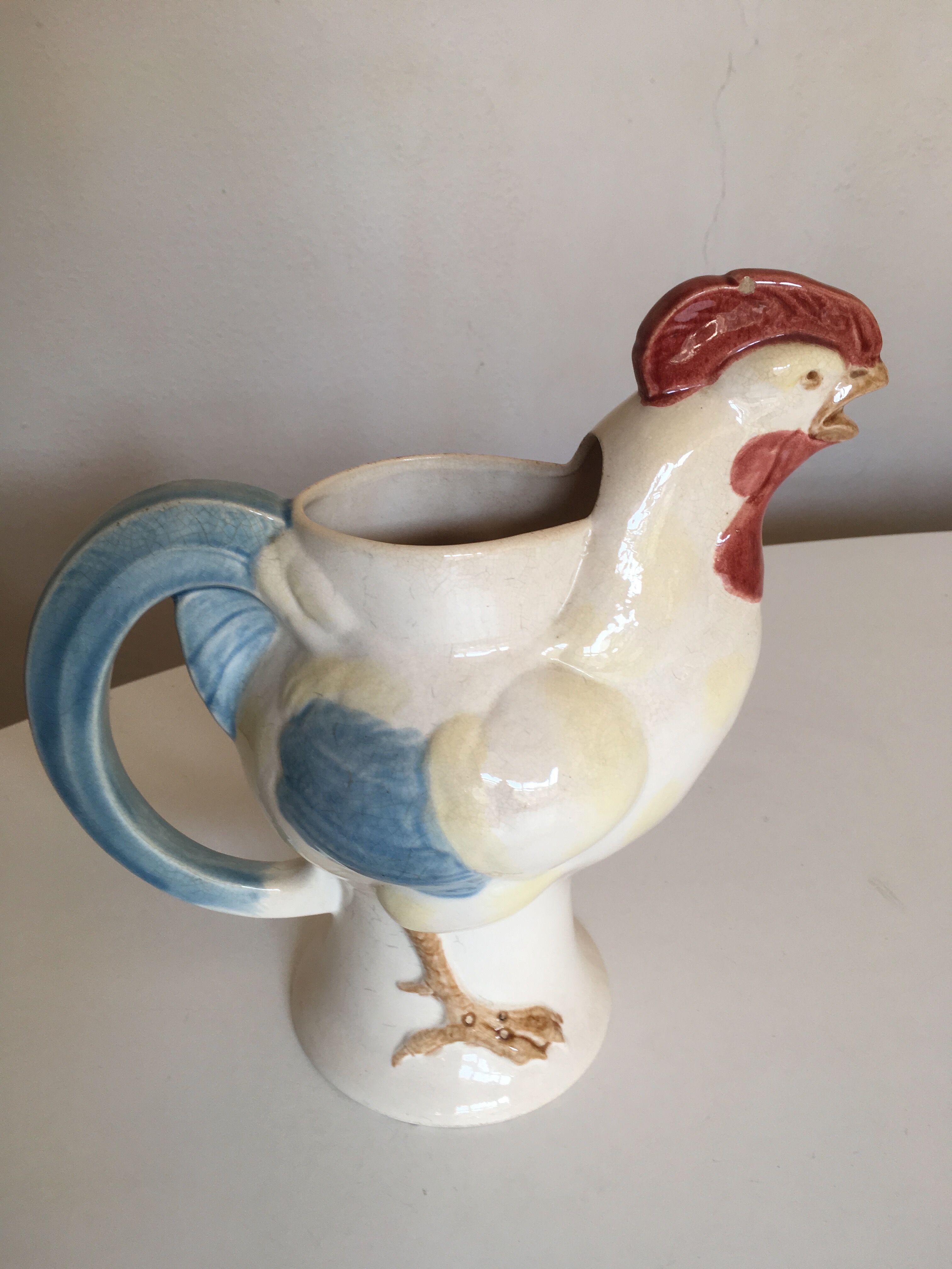 Pichet oiseau zoomorphe en Barbotine de Gien 1920s