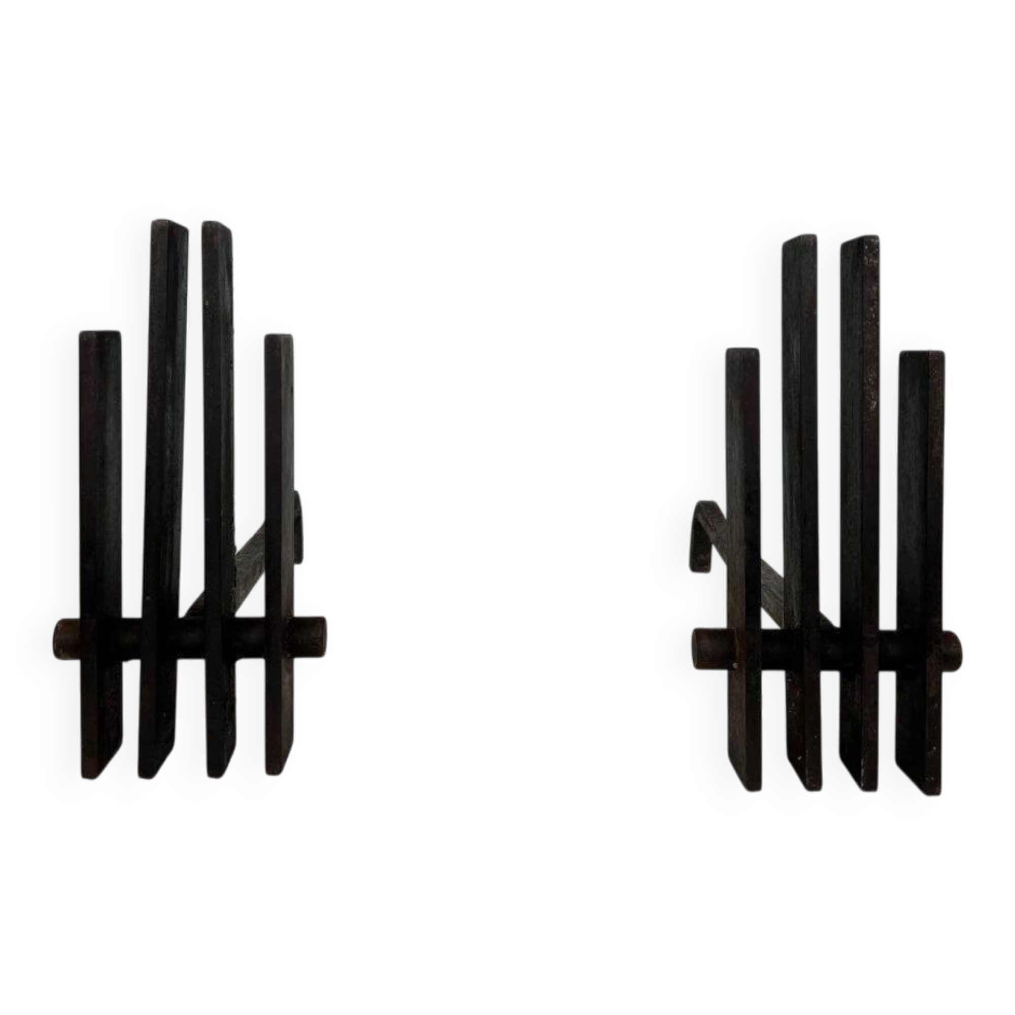 Pair of Modernist Steel Andirons