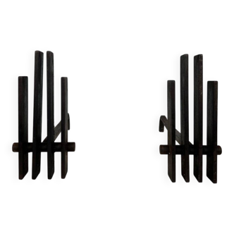 Pair of Modernist Steel Andirons