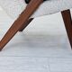 1960s, Scandinavian design, reupholstered armchair, furniture fabric, genuine sheepskin, teak.