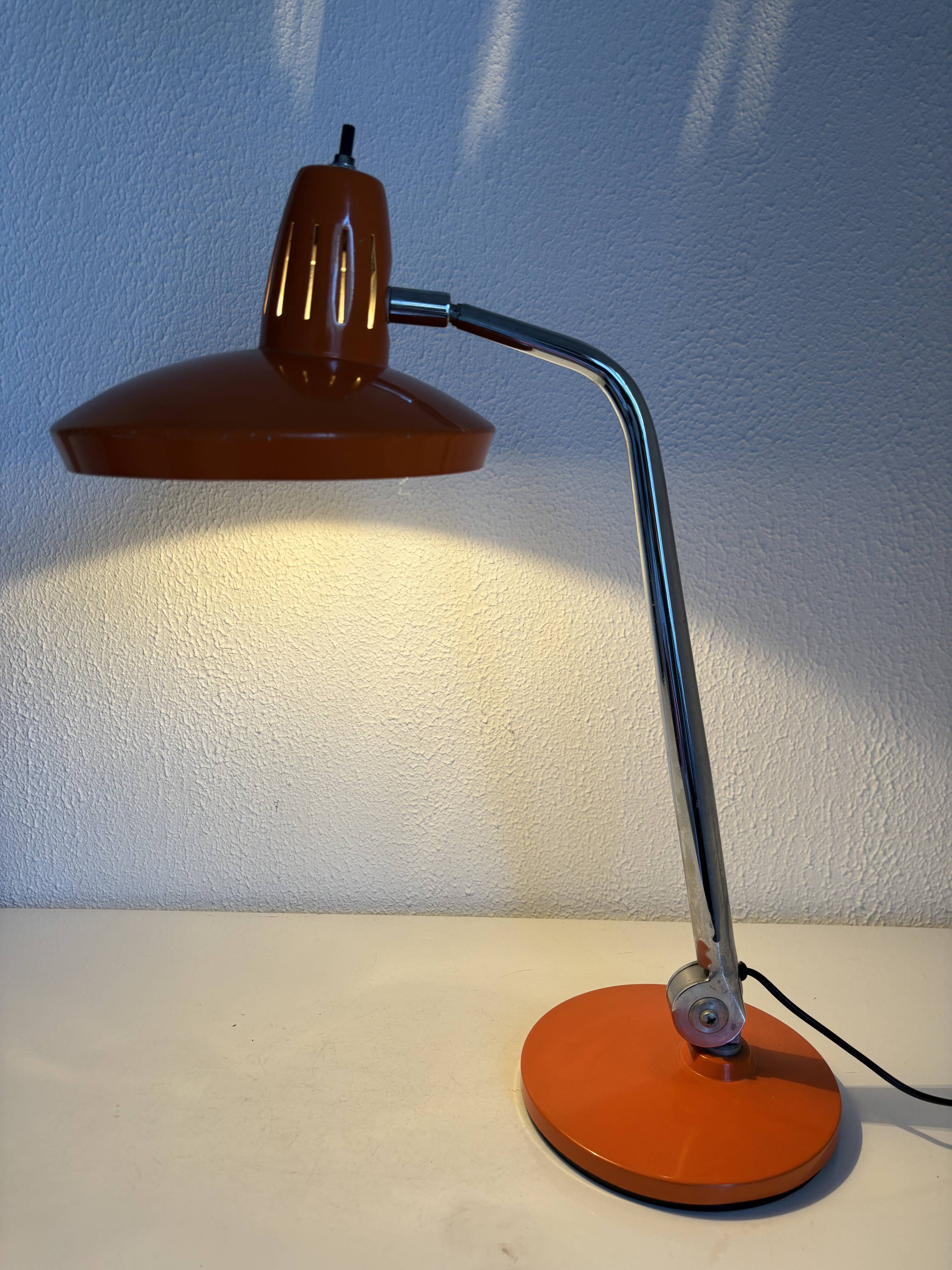 1960s vintage desk lamp Fase Faro Madrid orange - 52 cm