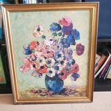 Oil on canvas vase of flowers
