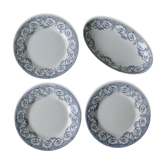 Set de 3 assiettes et 1 ravier Creil Montereau Terre de Fer, décor Dubarry