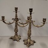Pair of tripod candlesticks