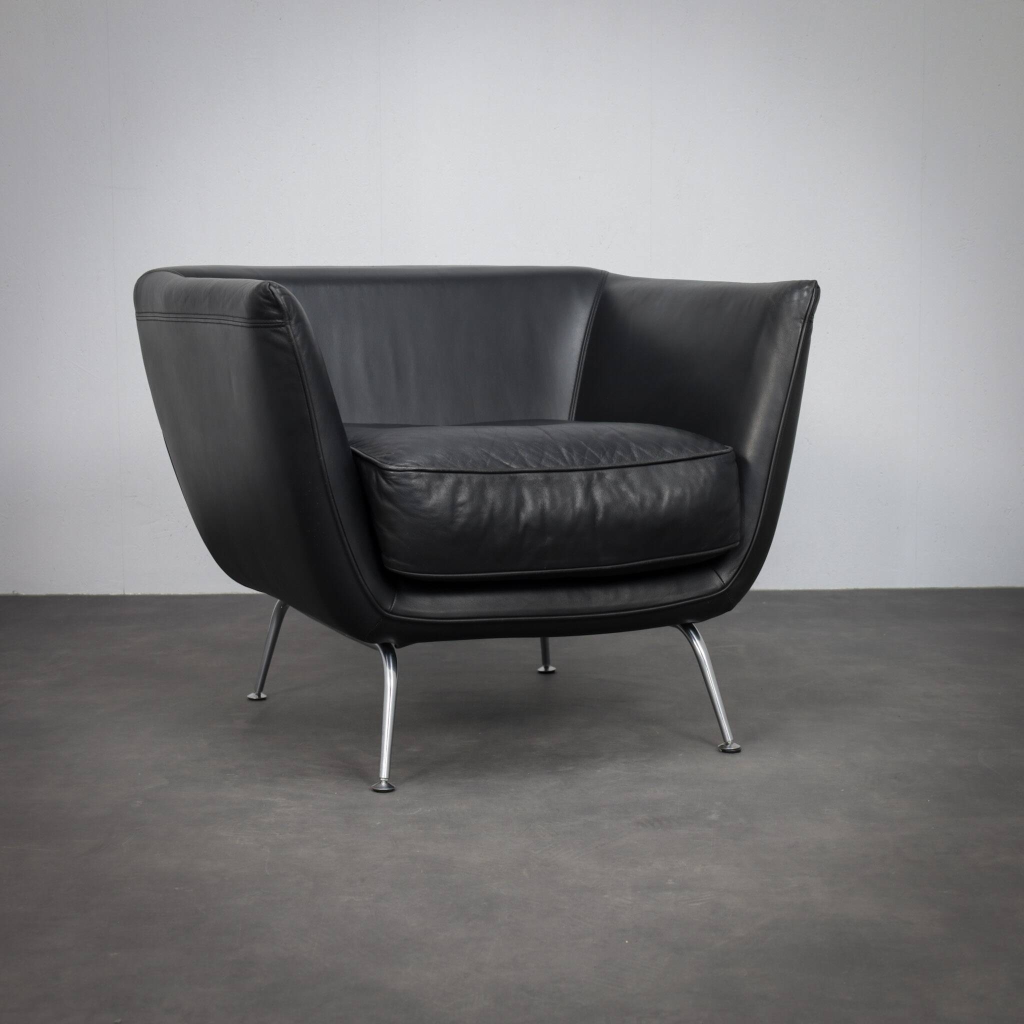 Rare leather lounge chair by Stefan Steenkist for Young International, Netherlands, 1990s