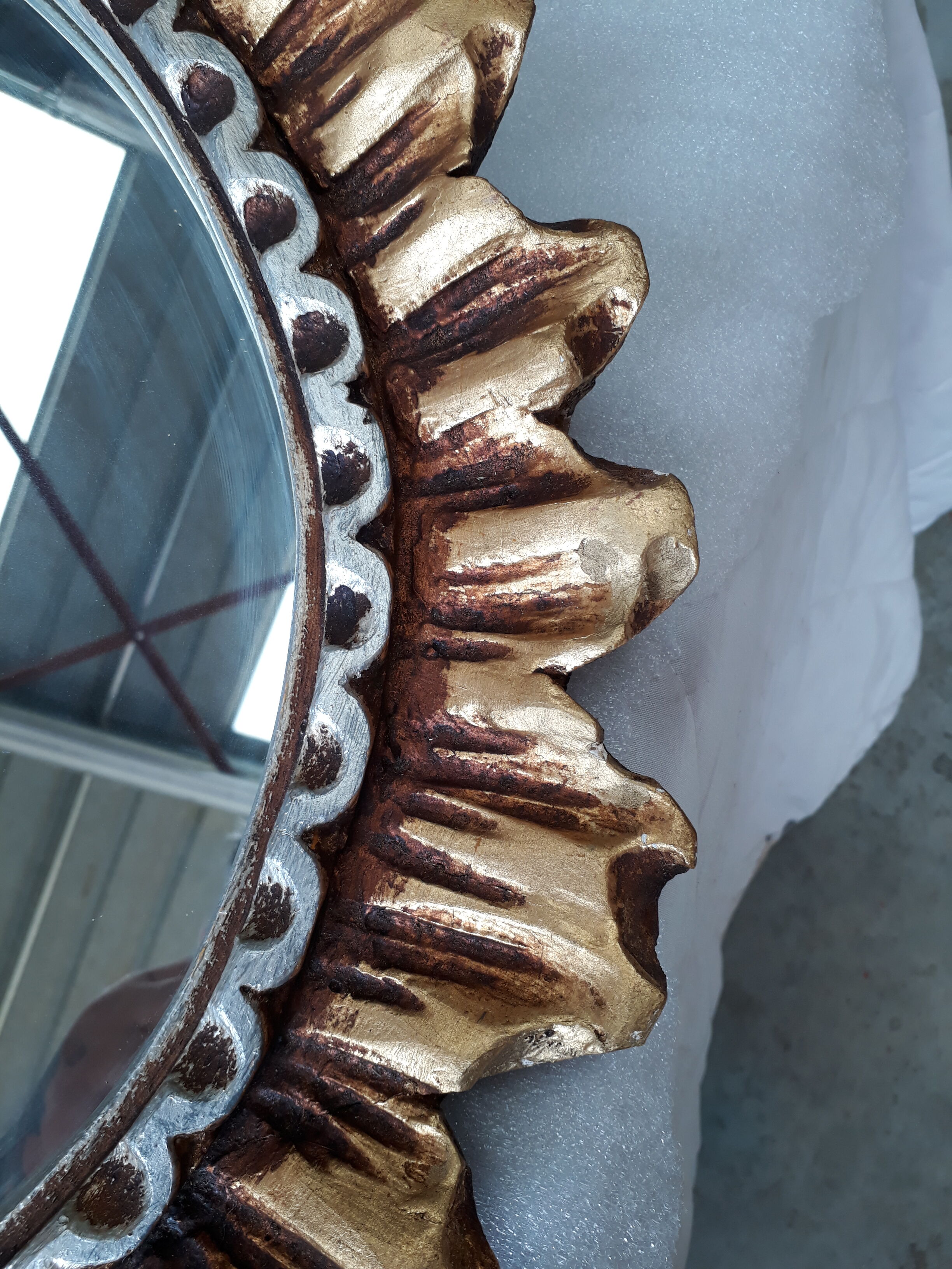 Oval mirror sun wood 1970 size 74x58cm