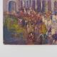 Oil on wood by Riccardo Capone Procession 50s 60s