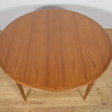 Mid-century round teak extendable dining table from Skovmand & Andersen, Denmark, 1960s