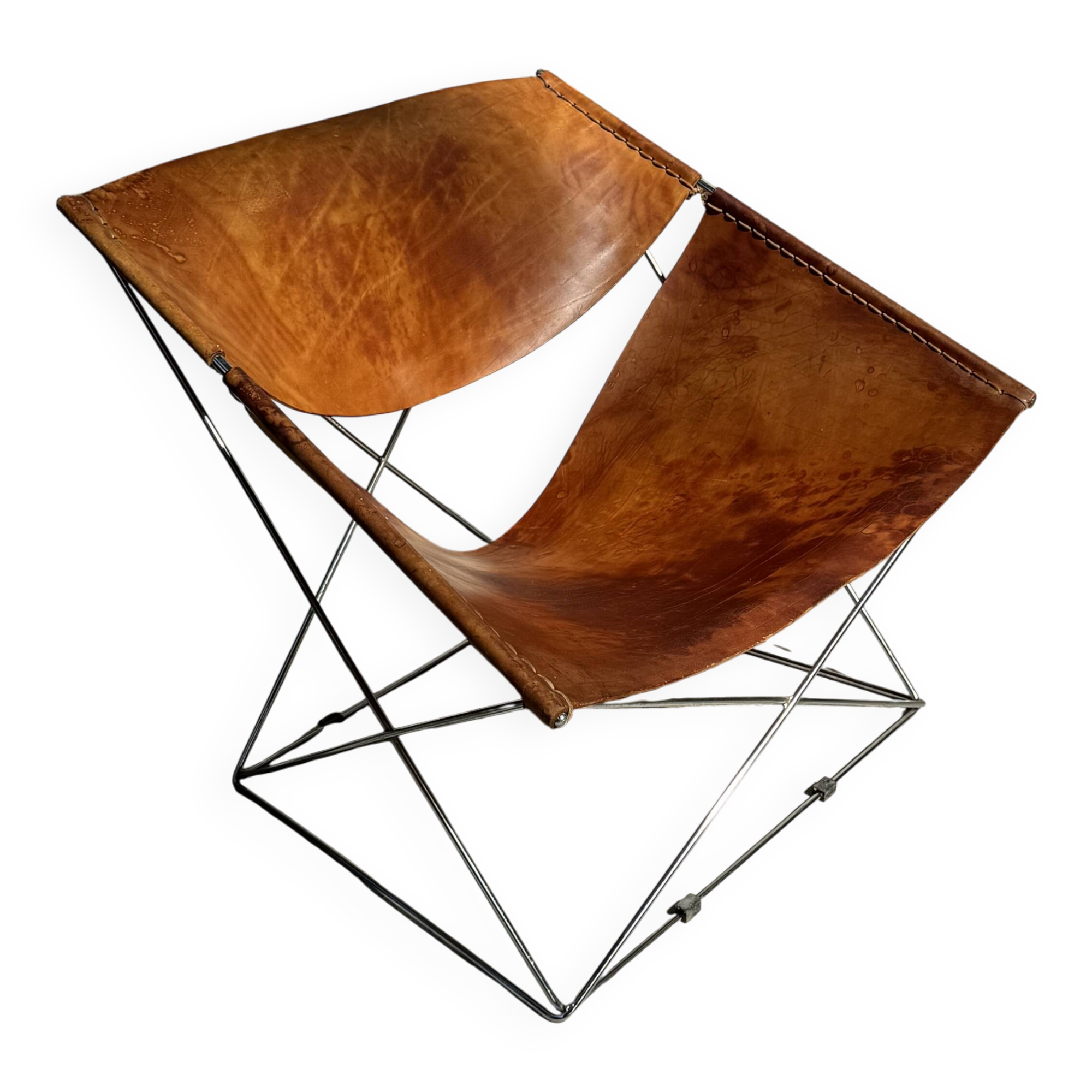 F675 "Butterfly" armchair in cognac patina by Pierre Paulin for Artifort 60