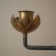 Candlestick with three branches wrought iron brass handcrafted unique piece candelabra candle holder