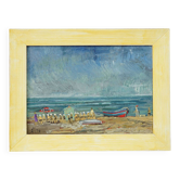 École de natation au bord de la mer, 1974 – peinture à l'huile d'Alexander Michael