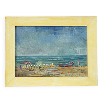 Swimming school by the sea, 1974 – oil painting by Alexander Michael