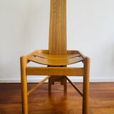 Vintage brutalist curved oak dining chairs from allmilmö, 1980s, set of 4. unique danish design.