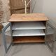 Glass sideboard with wooden top