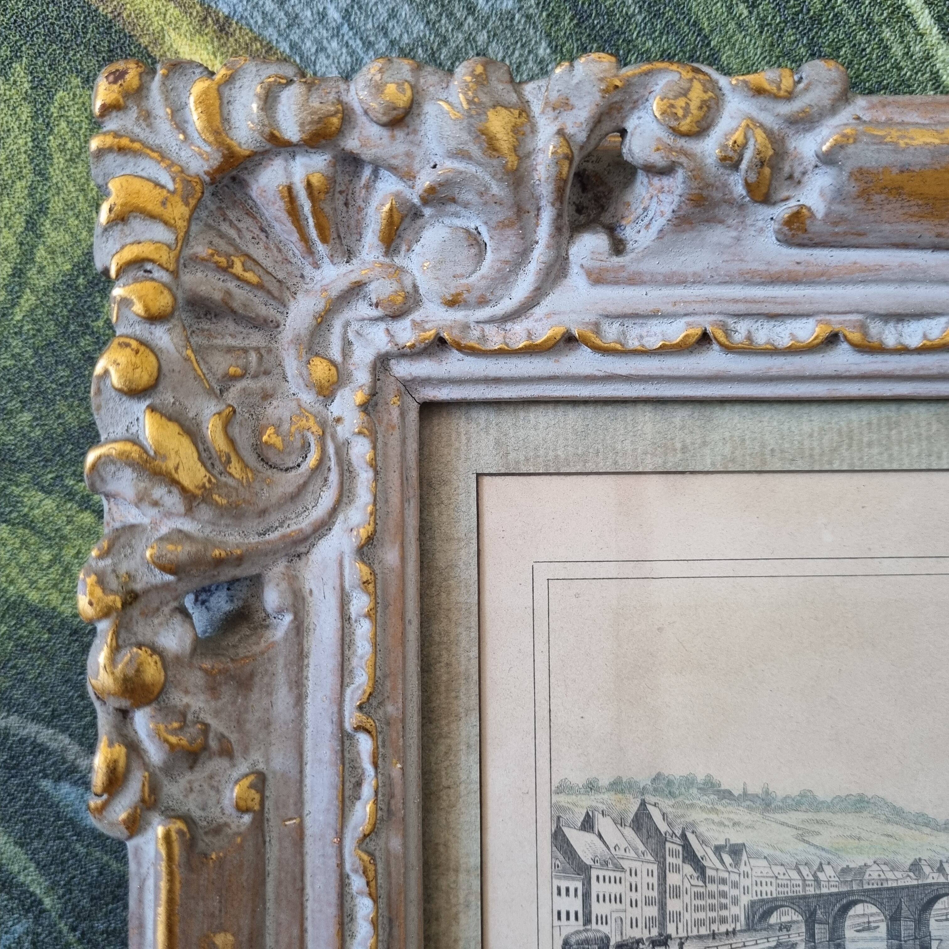 Painting in old patinated wooden frame