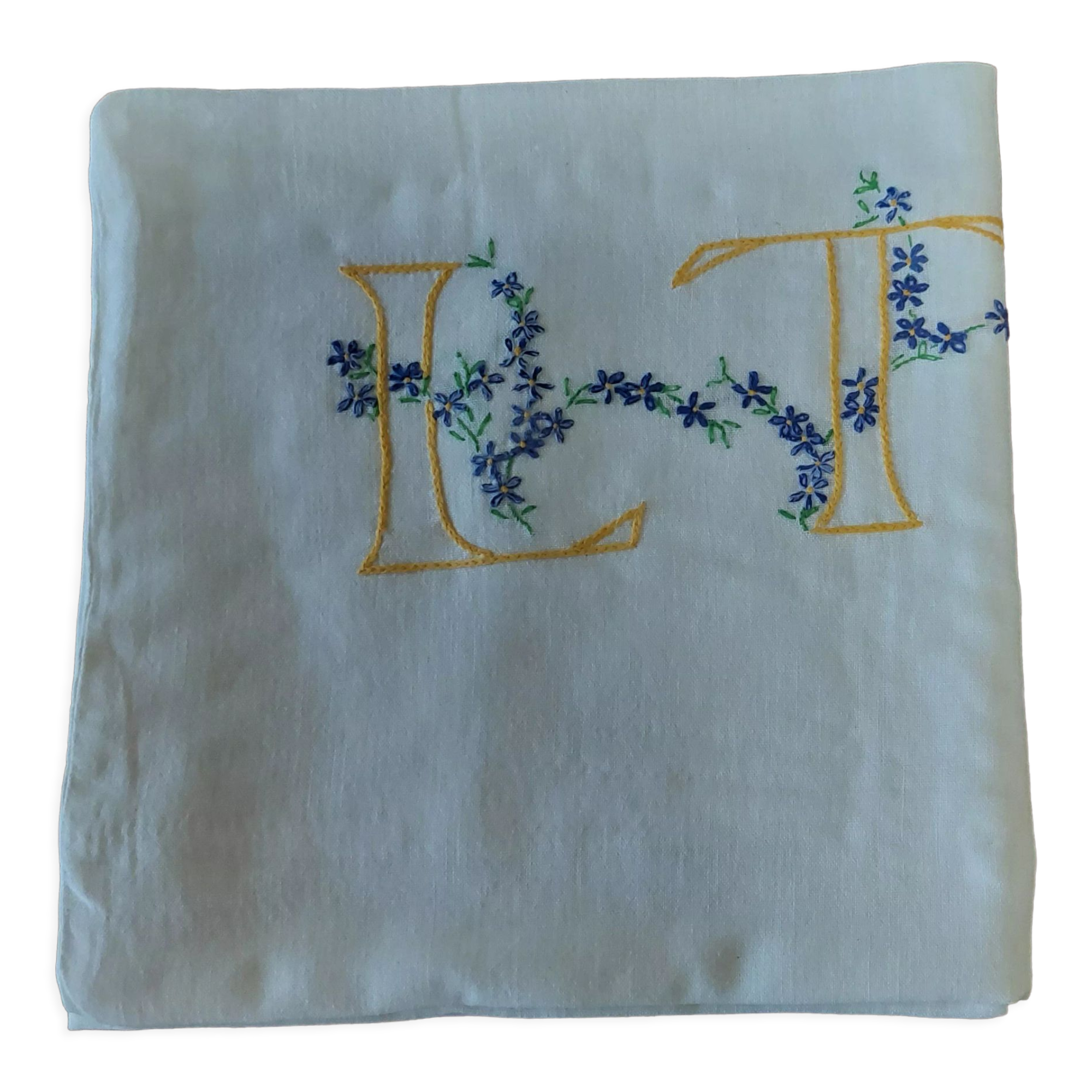 Vintage pillowcase monogram LT cotton 52 X 68 cm