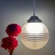 Vintage art deco globe pendant lamp in yellow and gold granite glass