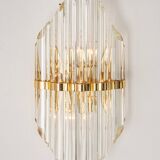 Pair of crystal glass wall sconces in the Venini style, Italy, 1970s.