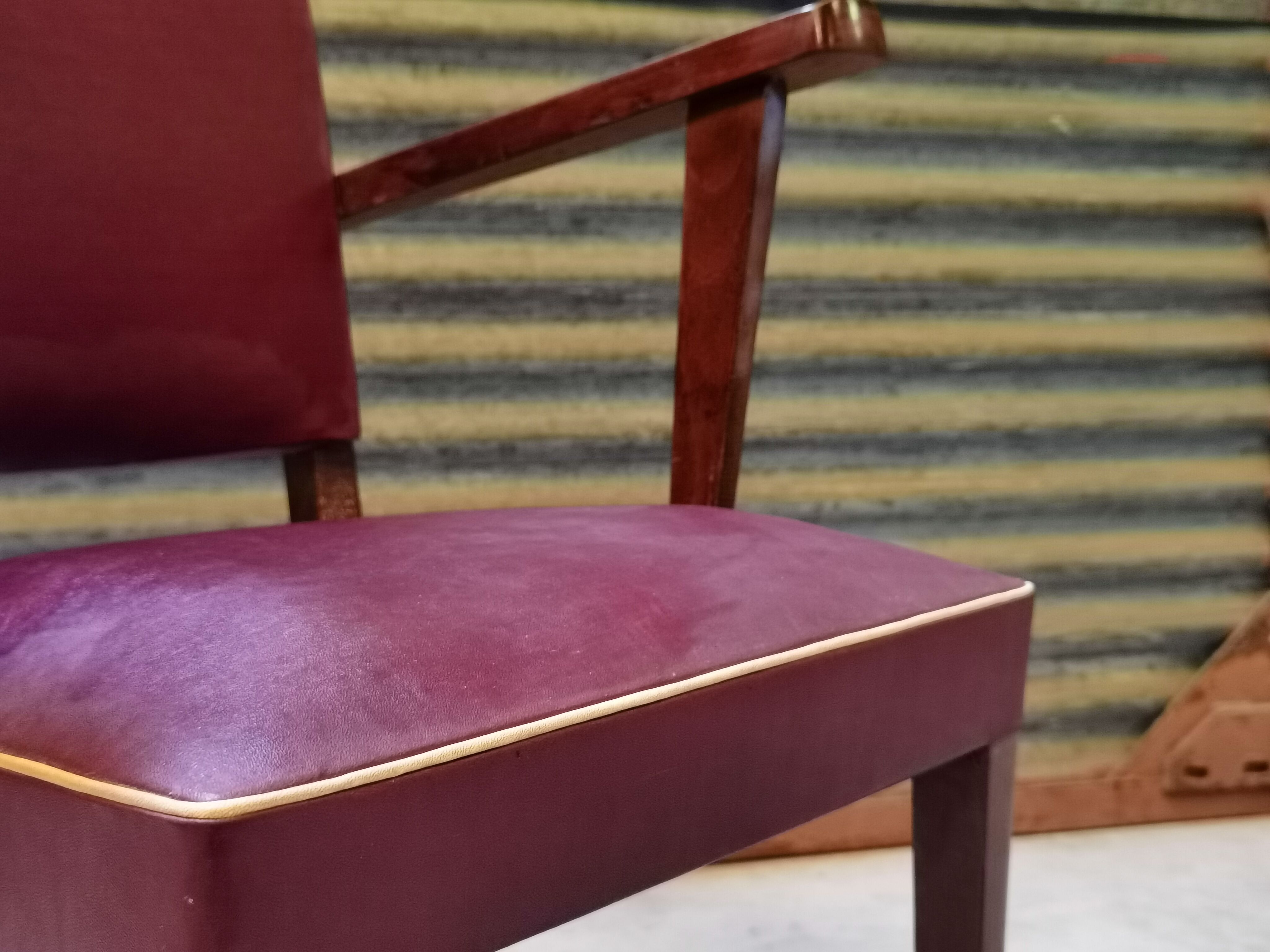 Fauteuil Bridge Stella 1950 bordeaux