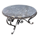 Table basse en fer forgé et plateau marbre